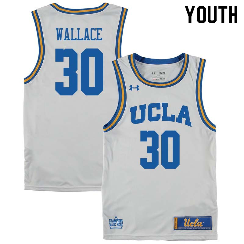 Youth #30 Joseph Wallace UCLA Bruins College Basketball Jerseys Sale-White - Click Image to Close